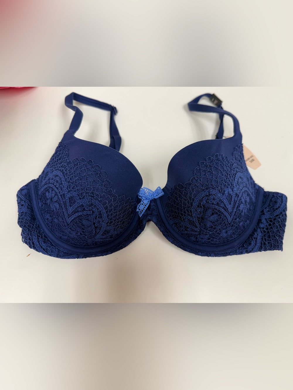Victoria's Secret Navy Lace Push-Up Bra with Bow